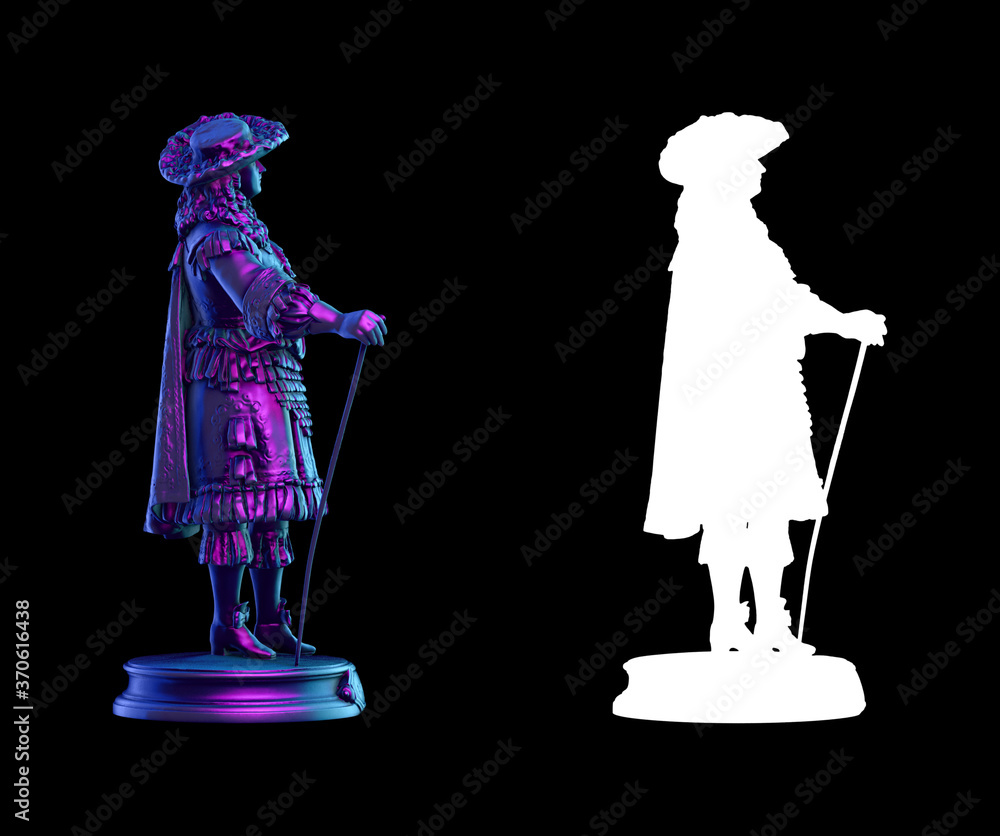 Fototapete a collection of sculptures made in neon style on a black background for your design ideas. 3d render