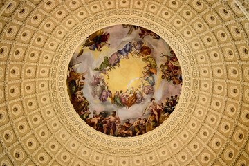 Rotunda Dome inside the United States Capitol Building in Washington, D.C. - obrazy, fototapety, plakaty