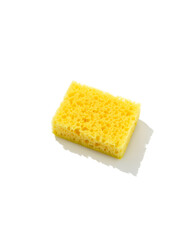 Yellow sponge for dishwashing isolaten on white background
