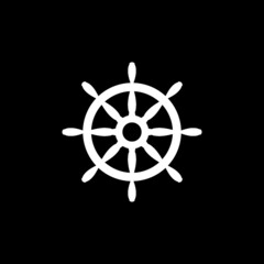 Ship wheel sign isolated on dark background