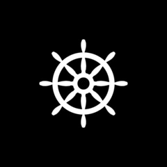 Ship wheel sign isolated on dark background