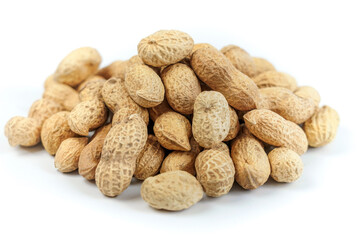 peanut grain in peel on white background