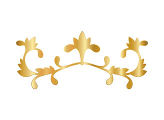 gold ornament in flowers with leaves shaped design of Decorative element theme Vector illustration