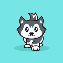 cute husky dog character design illustration