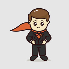 Cute businessman leadership mascot design illustration