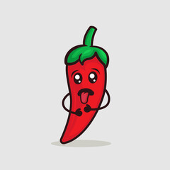 Cute chili mascot design illustration 