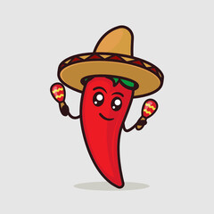 Cute chili mascot design illustration 
