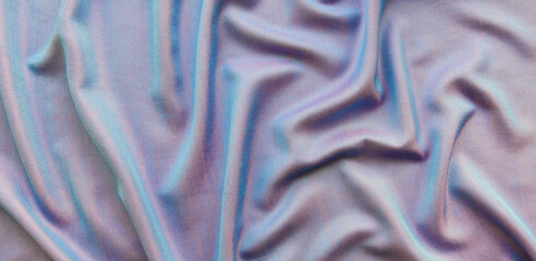 the draped fabric is blue with a shimmer in pink Color gradient