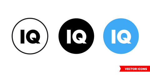 IQ icon of 3 types color, black and white, outline. Isolated vector sign symbol.