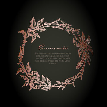 Minimalist copper floral wreath flyer