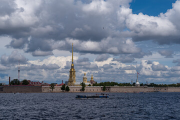 Fototapeta premium Peter and Paul Fortress and cathedral on Zayachy Island, St. Petersburg, Russia.