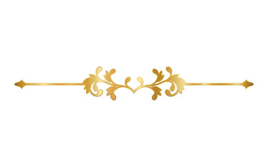 gold ornament in arrow shaped with curved leaves design of Decorative element theme Vector illustration