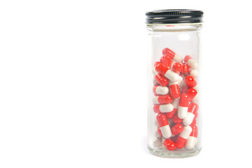 Frasco de vidrio con píldoras