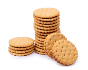 Stack of double round biscuit cookies