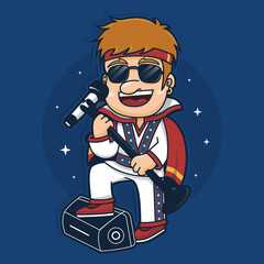 singer character person. music band vocalist rockstar cartoon concept. vector illustration