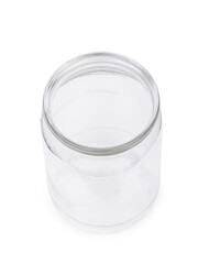 Empty transparent jar isolated