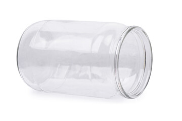 Empty transparent jar isolated