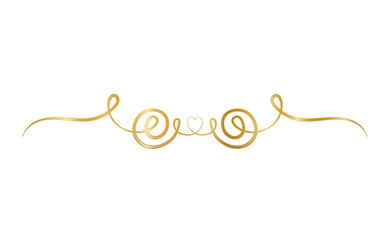 gold ornament in ribbon shaped with heart in center design of Decorative element theme Vector illustration