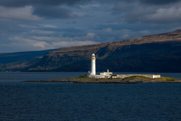 Fototapeta na wymiar Musdile Lighthouse Island photographed in Scotland, in Europe. Picture made in 2019