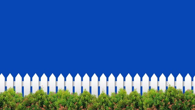 Panning on white fence on bluescreen