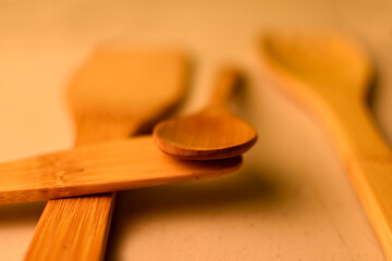 wooden cutlery to serve salads, handcrafted