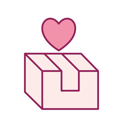 box with heart line and fill style icon design of Charity and donation theme Vector illustration