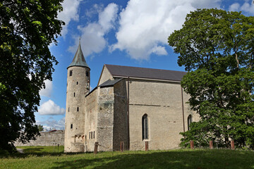 Fototapeta premium Castle-museum named Haapsalu - Tower of the Medieval Episcopal castle of Haapsalu city.