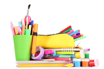 Fototapeta premium School supplies isolated on white background