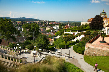 Fototapeta na wymiar A high angle view of the city of Melk, Austria