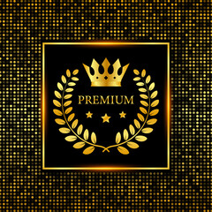 Premium. Premium in royal style on gold background. Luxury template design. Vector stock illustration.