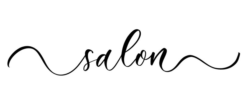 Salon - vector calligraphic inscription with smooth lines.