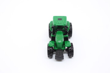 green tractor on white background