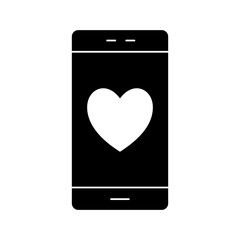 smartphone with heart silhouette style icon design of love passion and romantic theme Vector illustration