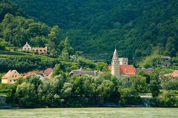 Fototapeta na wymiar Church in the Wachau Valley wine region along the Danube River in Austria
