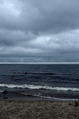 Fototapeta premium Ladoga lake at cloud day.