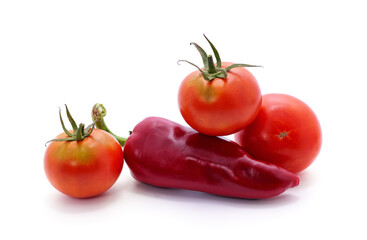 One red pepper with tomatoes.