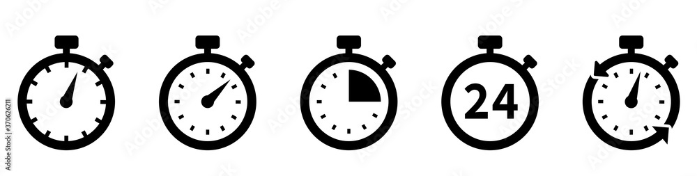 Poster timers icon set. countdown timer symbol. timer. stopwatch collection - stock vector.