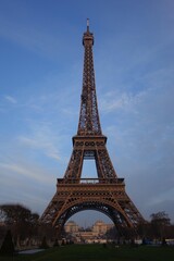 Fototapeta na wymiar PARIS - EIFFEL TOWER FRONTAL VIEW.
