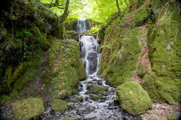 Long exposure of the Clampitt falls waterfall at Canonteign falls in Devon
