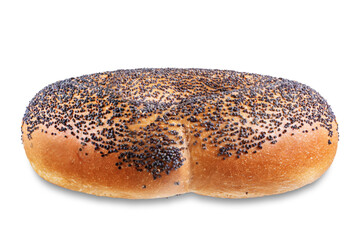 Bagel with poppy seeds on a white isolated background