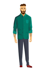 Barbershop client. Youn man as model for haircuts salon. Barbershop hairdreser worker