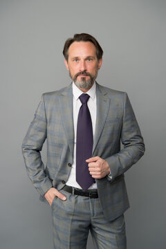 Man handsome mature employee wear formal suit, business career concept