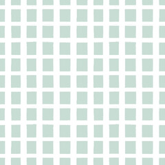 cute hand drawn doodle grid seamless pattern in soft light mint and white