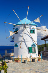 Fototapeta na wymiar Traditional greek windmill on Zakynthos island on Ionian Sea, Greece.