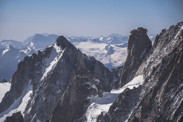 French alps mountain Chamonix-Mont-Blanc view from Aiguille du Midi