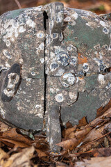 Closeup of an old corroded boat motor