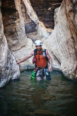 canyoneering adventure through water canyon rocks