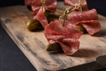 pickled cucumbers and salami 