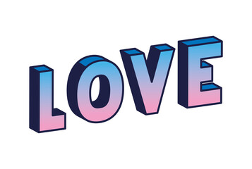 love lettering design, typography retro and comic theme Vector illustration