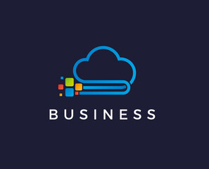 minimal cloud pixel logo template - vector illustration